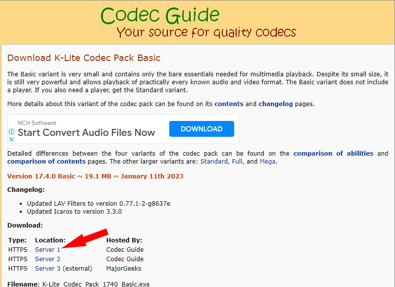K-Lite Codec Packのダウンロード